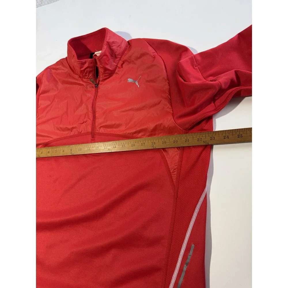 Puma Sport Lifestyle Quarter Zip Pullover Top Athletic Warm Up Red Size Large‎